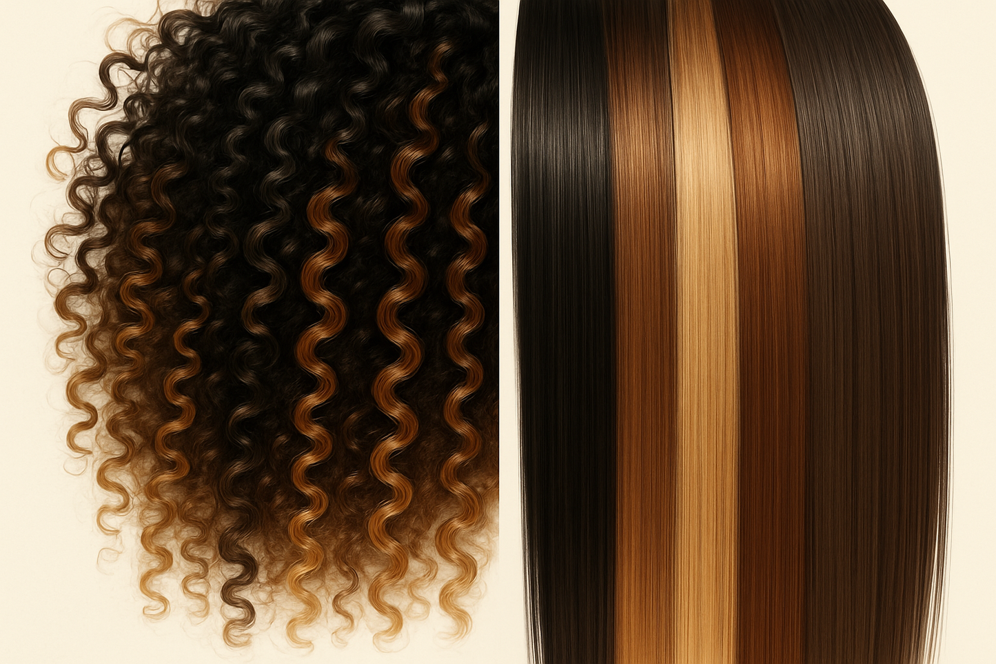 Curling and straight human hairs